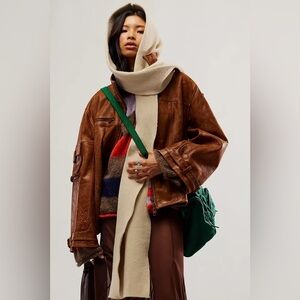 NWT FREE PEOPLE All For You Hooded Scarf In Mushroom